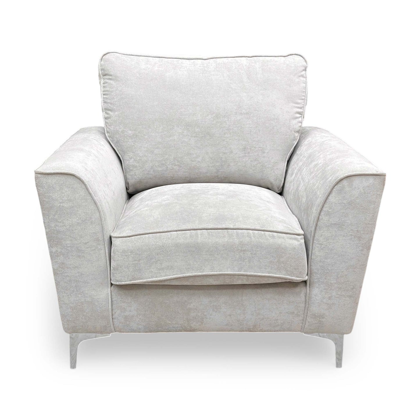‘Legend’ Kingston Silver Fabric Classic Back 2 Seater + Classic Back Armchair Sofa Set
