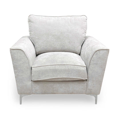‘Legend’ Kingston Silver Fabric Classic Back 2 Seater + Classic Back Armchair Sofa Set