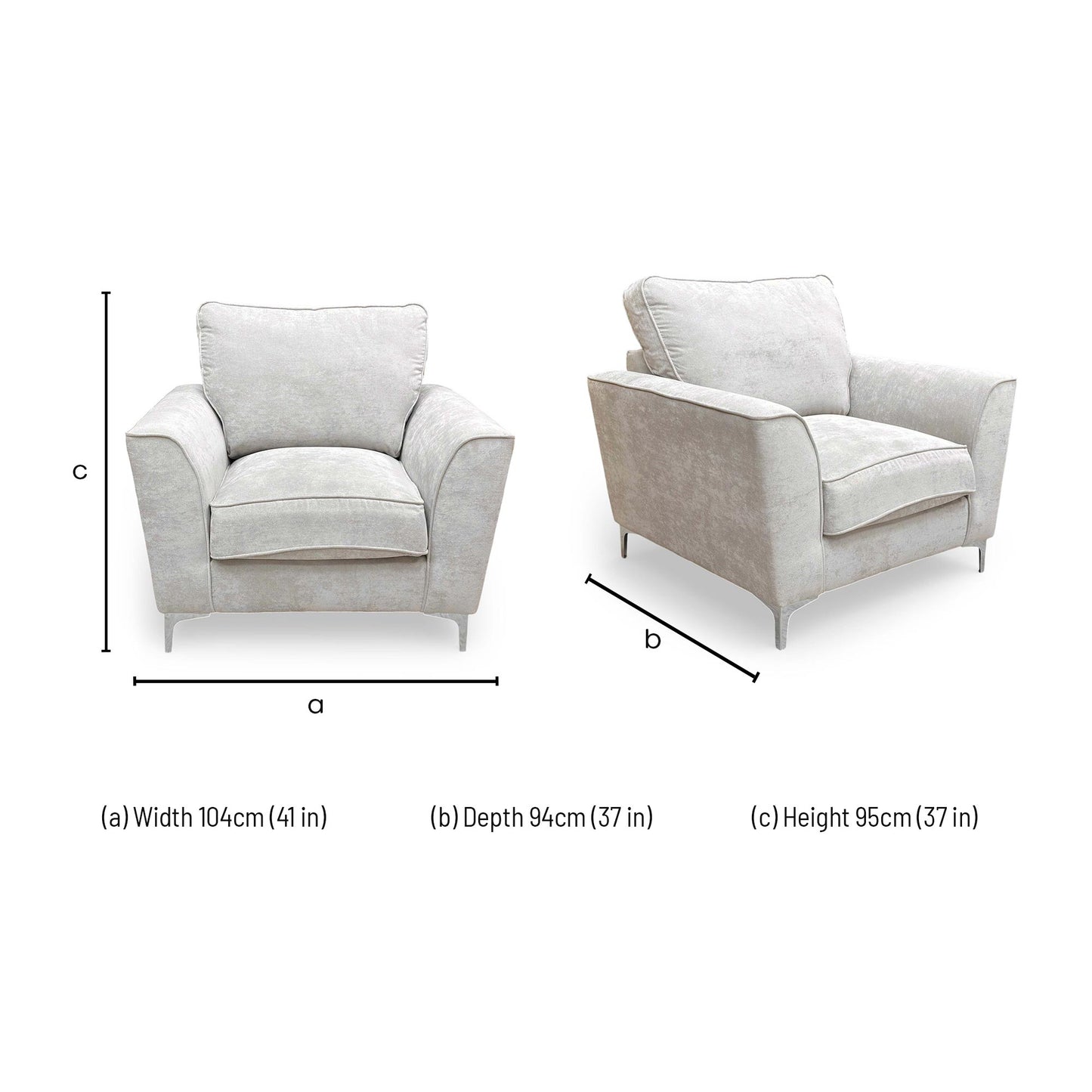‘Legend’ Kingston Silver Fabric Classic Back 2 Seater + Classic Back Armchair Sofa Set