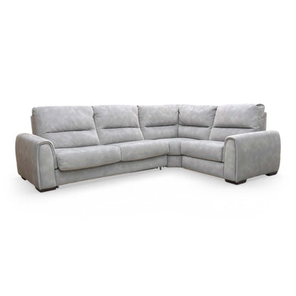 Front view of the ‘Flex’ Sfa-Pey-R09 small right-hand facing corner sofa bed in Dove Grey fabric.