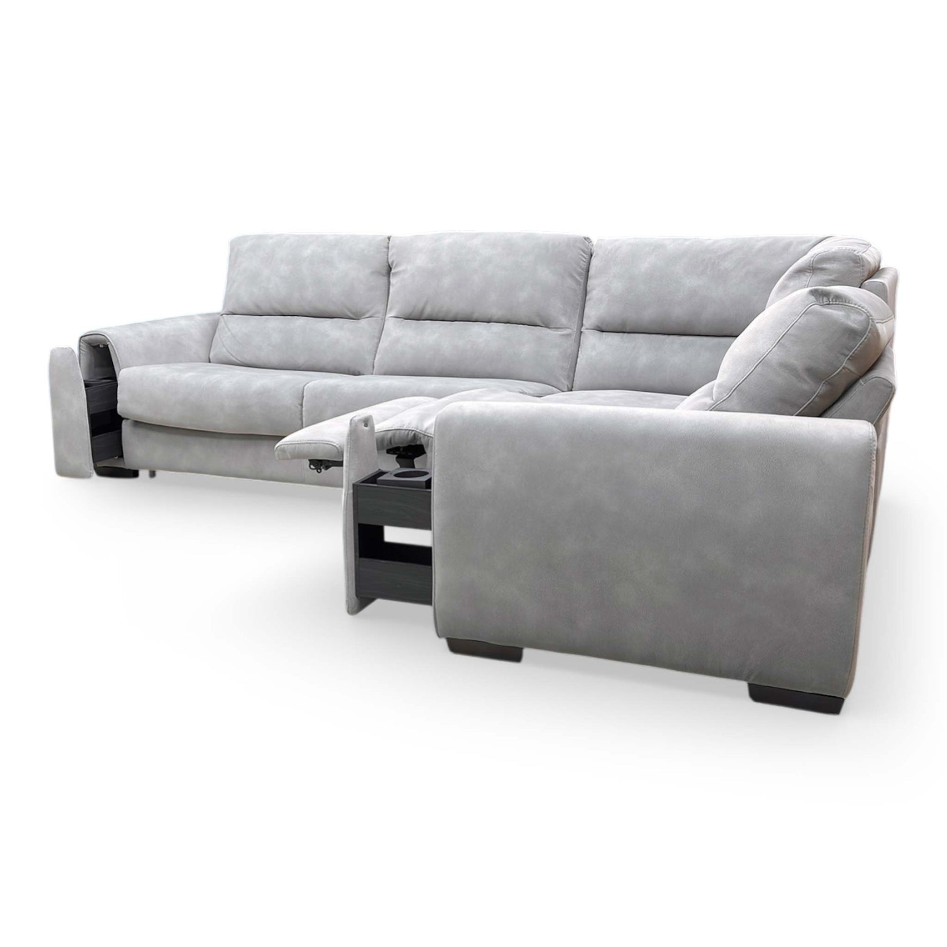 View of the sofa from the back, showing the clean silhouette and uniform fabric finish for open-plan placement.