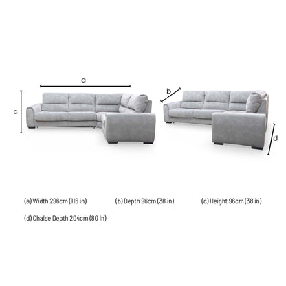 Dimensions for the ‘Flex’ Sfa-Pey-R09 Dove Grey Fabric Right Hand Facing Corner Sofa Bed.