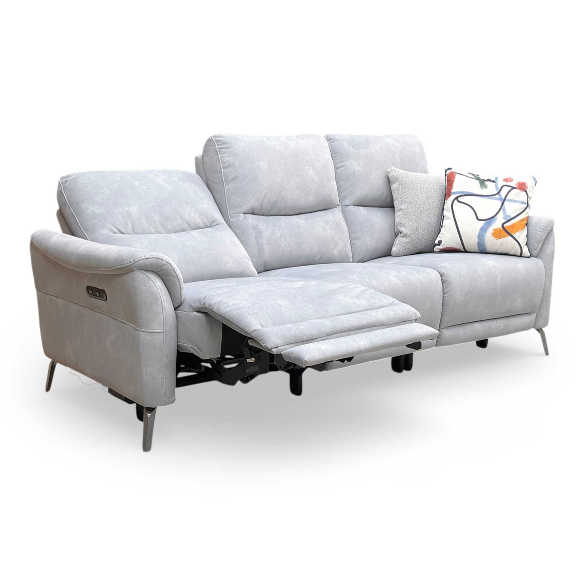 Side view of the ‘Dexter’ sofa with outer seats reclined, showcasing the full range of motion.