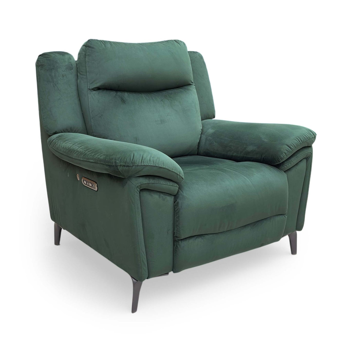 Angled front view emphasizing the plush pocket-sprung seat cushion and high-back support.