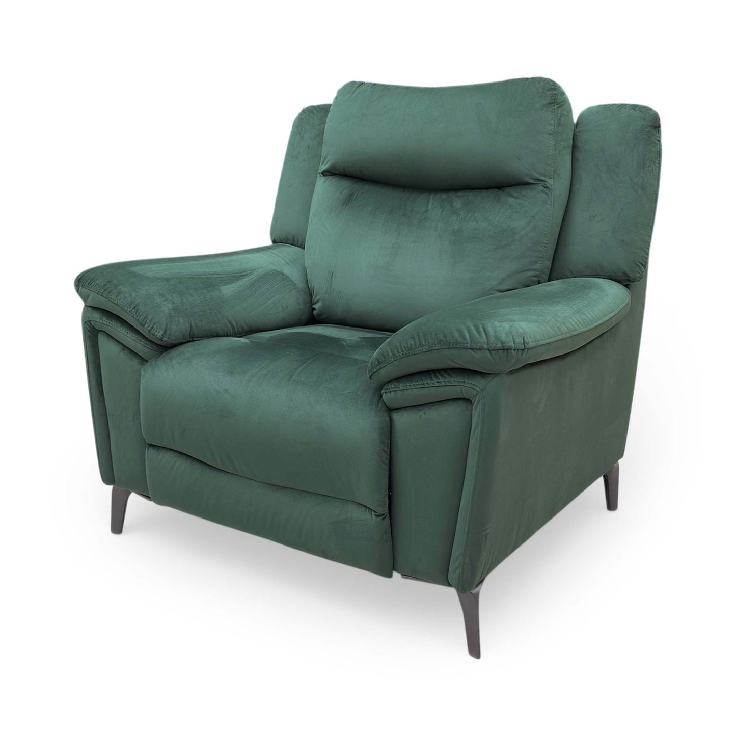 Angled front view emphasizing the plush pocket-sprung seat cushion and high-back support.