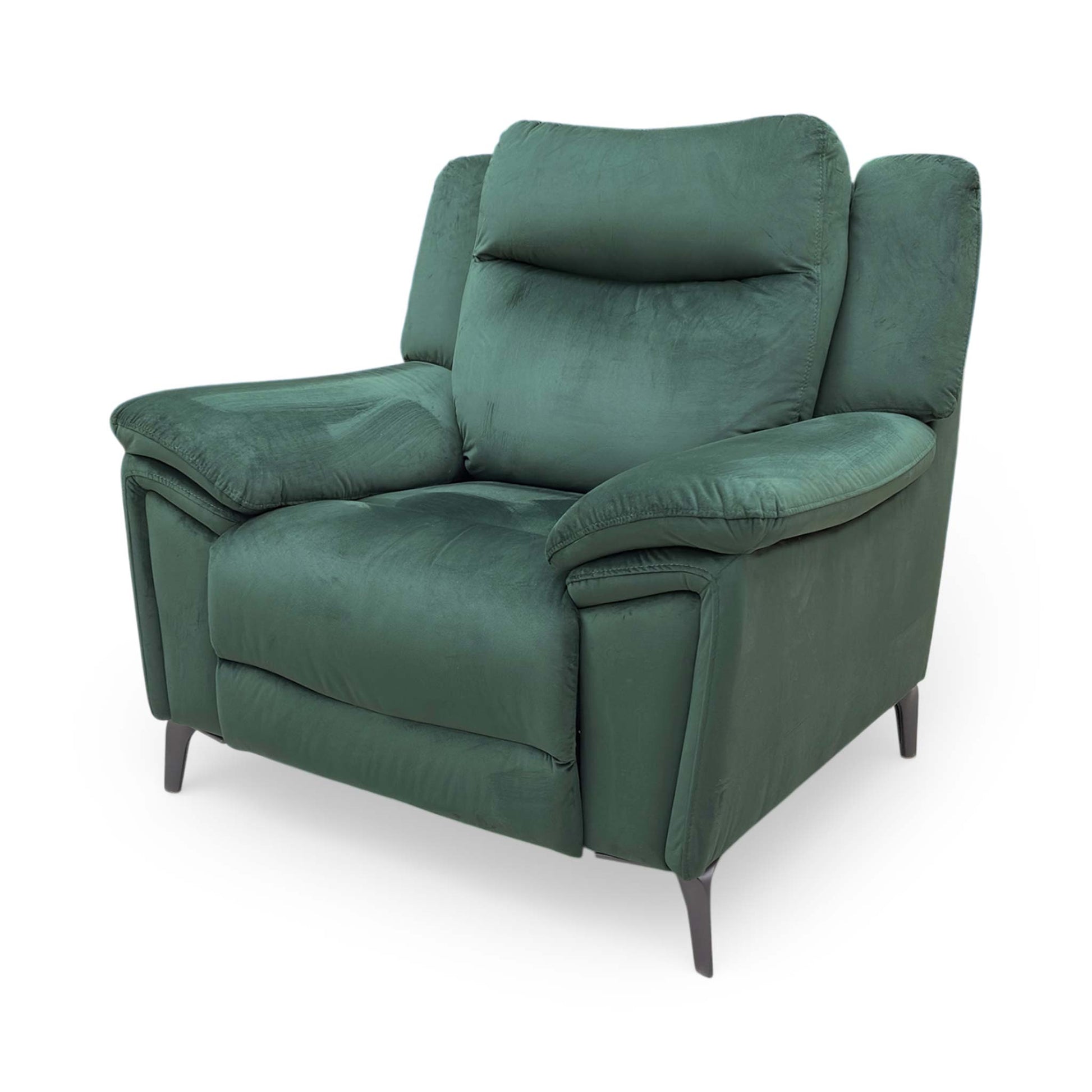 Angled front view emphasizing the plush pocket-sprung seat cushion and high-back support.