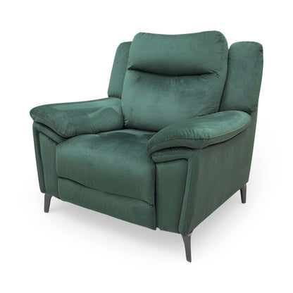 Angled front view emphasizing the plush pocket-sprung seat cushion and high-back support.
