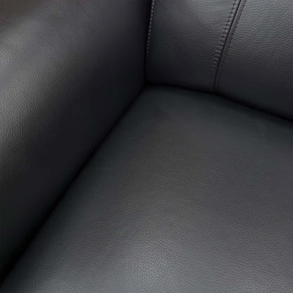 ‘Jude’ Oslo Jet Black Cat-40:23 Leather Power Recliner Chairs with Telescopic Headrests - Set of 2