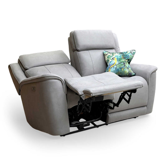 'Langford' Light Grey Fabric 2 Seater Power Recliner Sofa