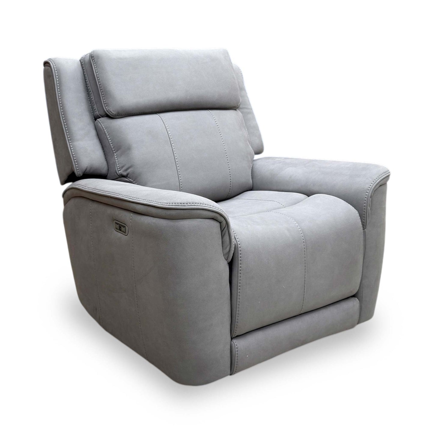 'Langford' Light Grey Fabric Power Recliner Chair