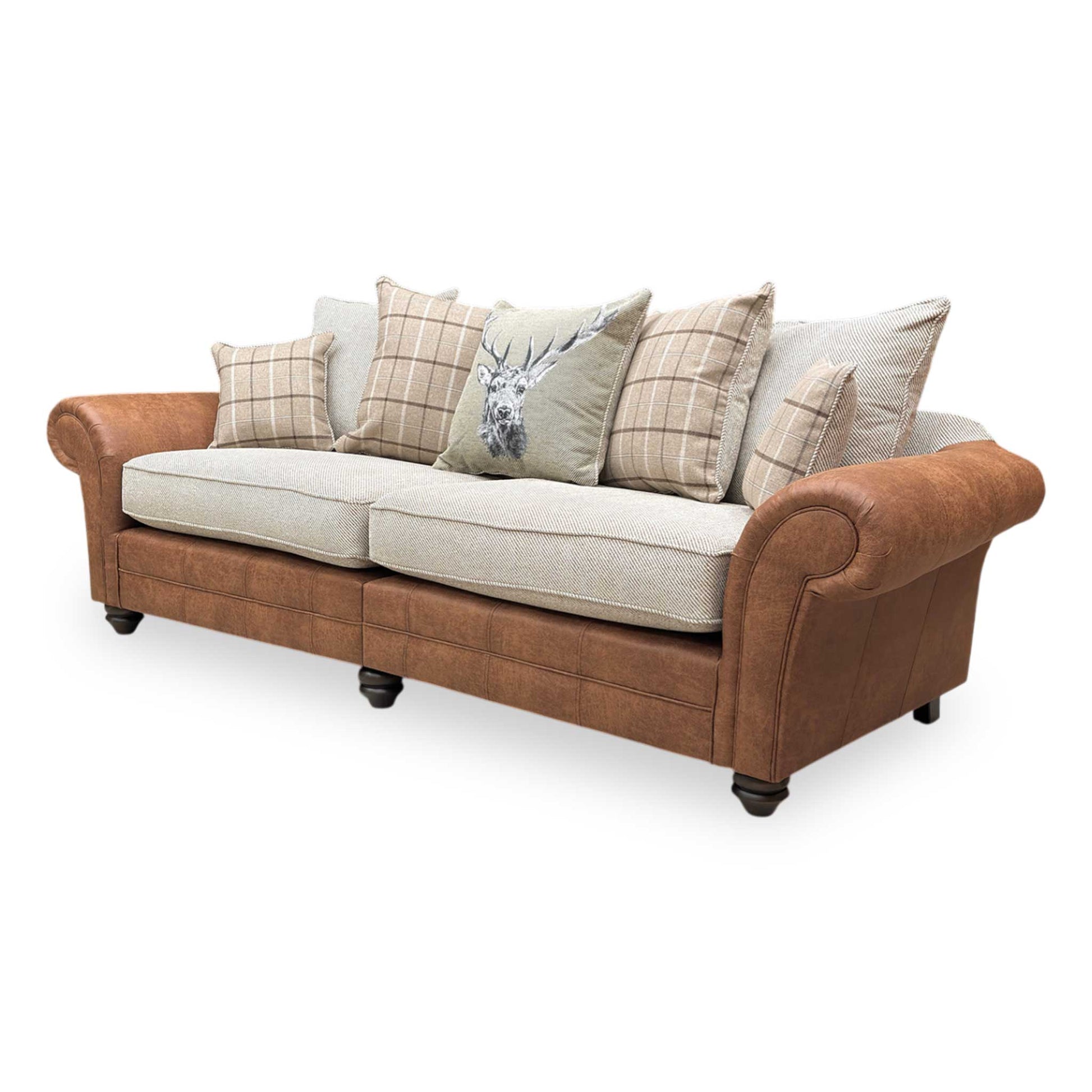 Side profile of the Charles sofa, emphasizing the clean lines, comfortable armrests, and the sturdy low-profile feet.
