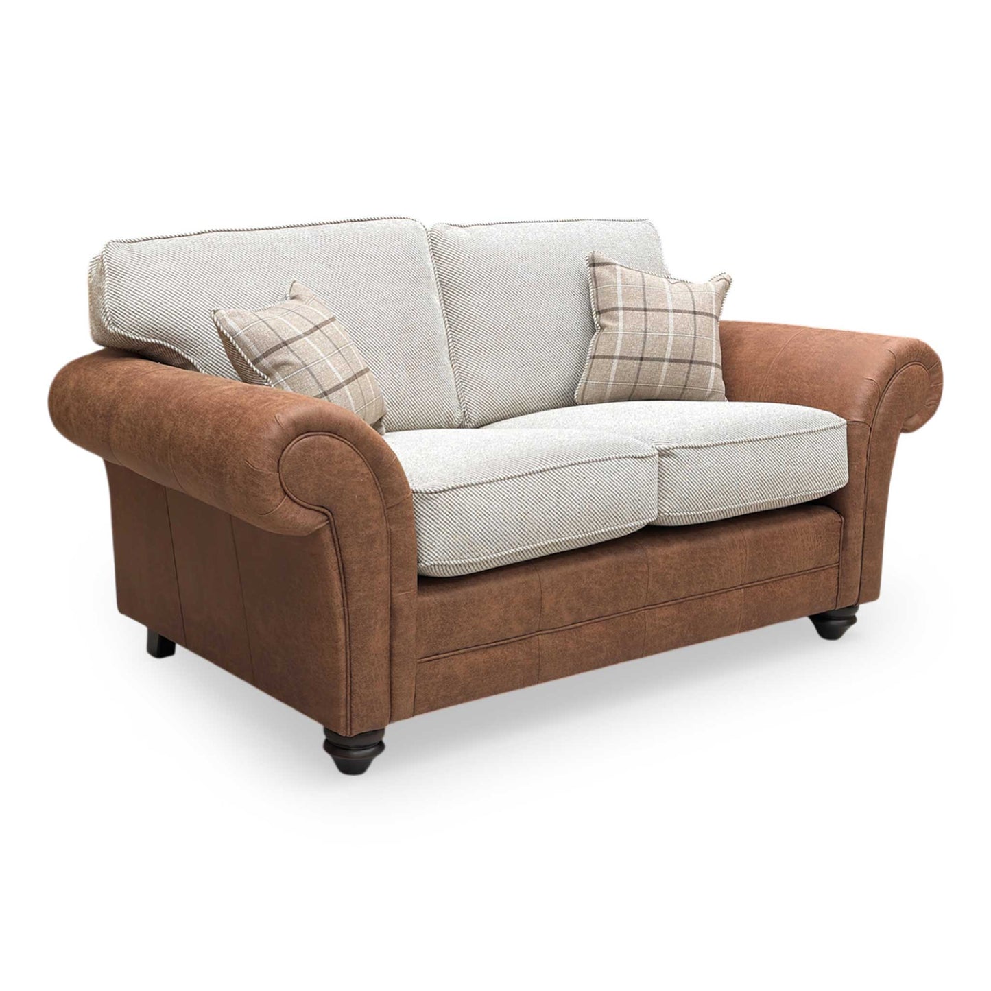 ‘Charles’ Sultan Oatmeal Combination Fabric Formal Back 2 Seater + Scatter Back 4 Seater Split Frame Sofa Set