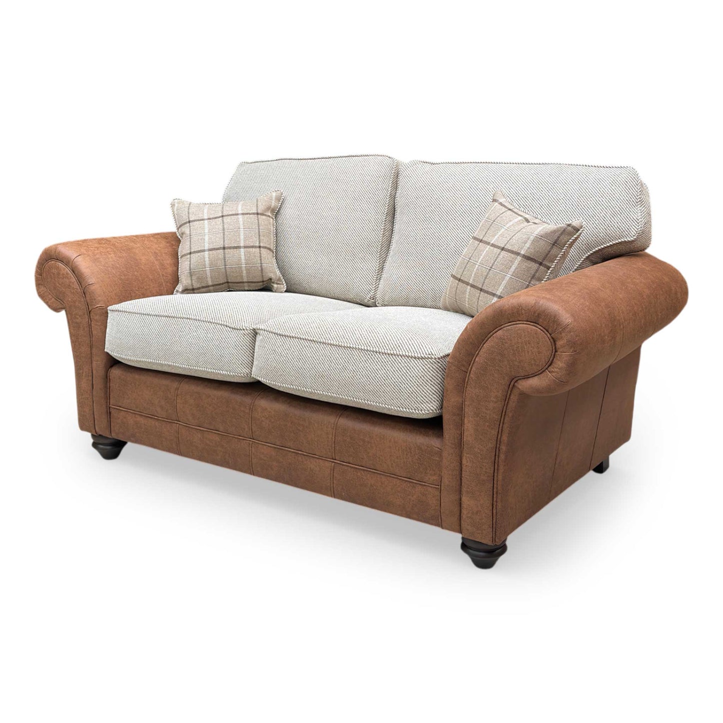 ‘Charles’ Sultan Oatmeal Combination Fabric Formal Back 2 Seater Sofa