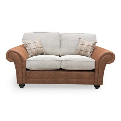 ‘Charles’ Sultan Oatmeal Combination Fabric Formal Back 2 Seater Sofa