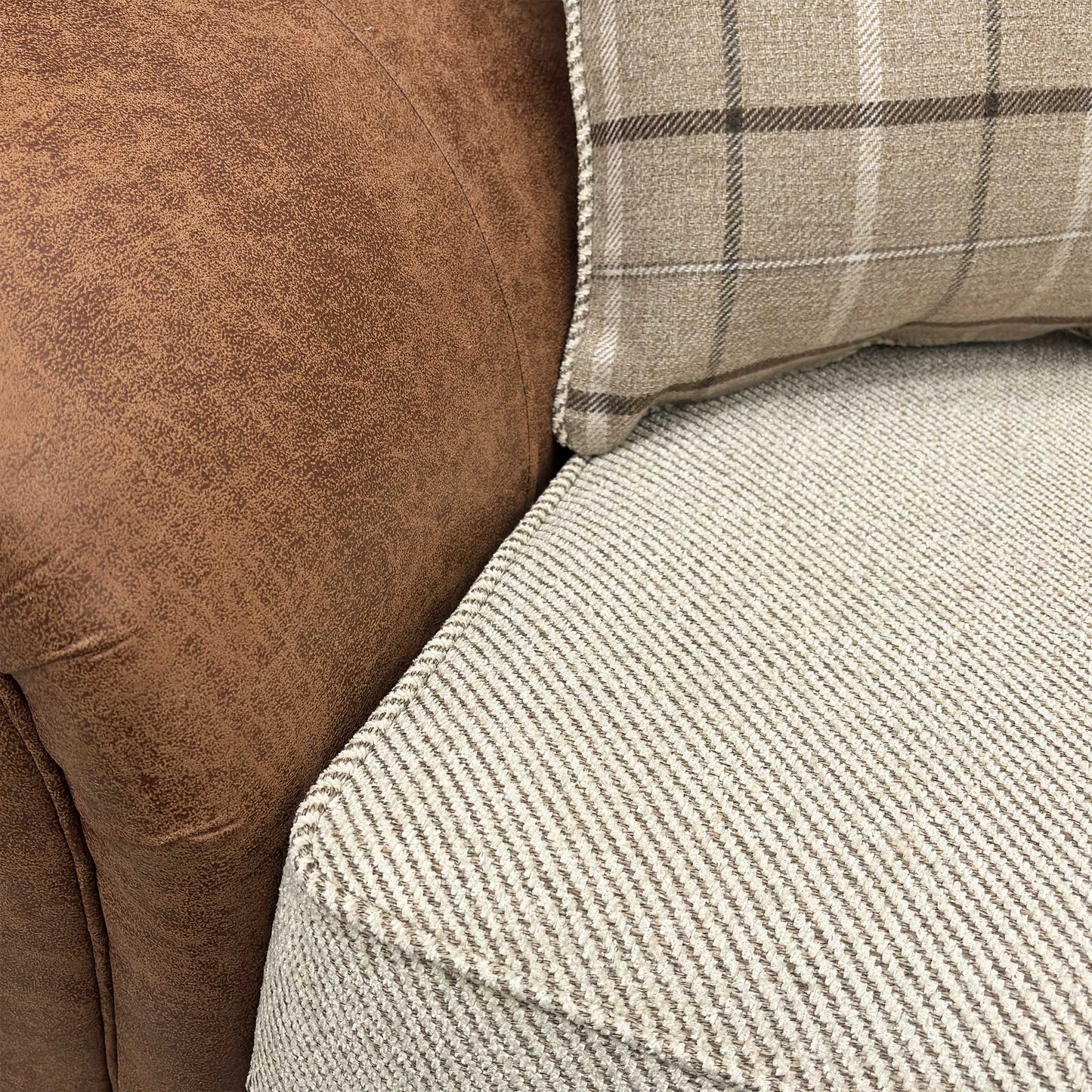 ‘Charles’ Sultan Oatmeal Combination Fabric Formal Back 2 Seater + Scatter Back 4 Seater Split Frame Sofa Set