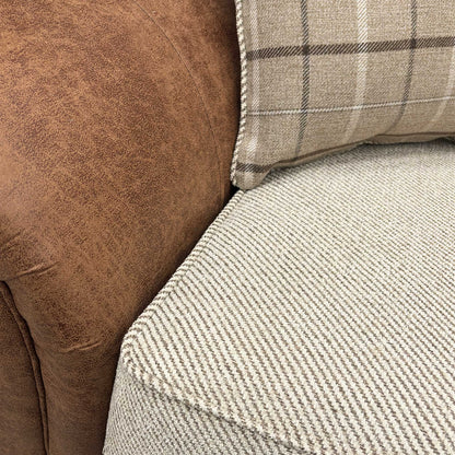 ‘Charles’ Sultan Oatmeal Combination Fabric Formal Back 2 Seater + Scatter Back 4 Seater Split Frame Sofa Set