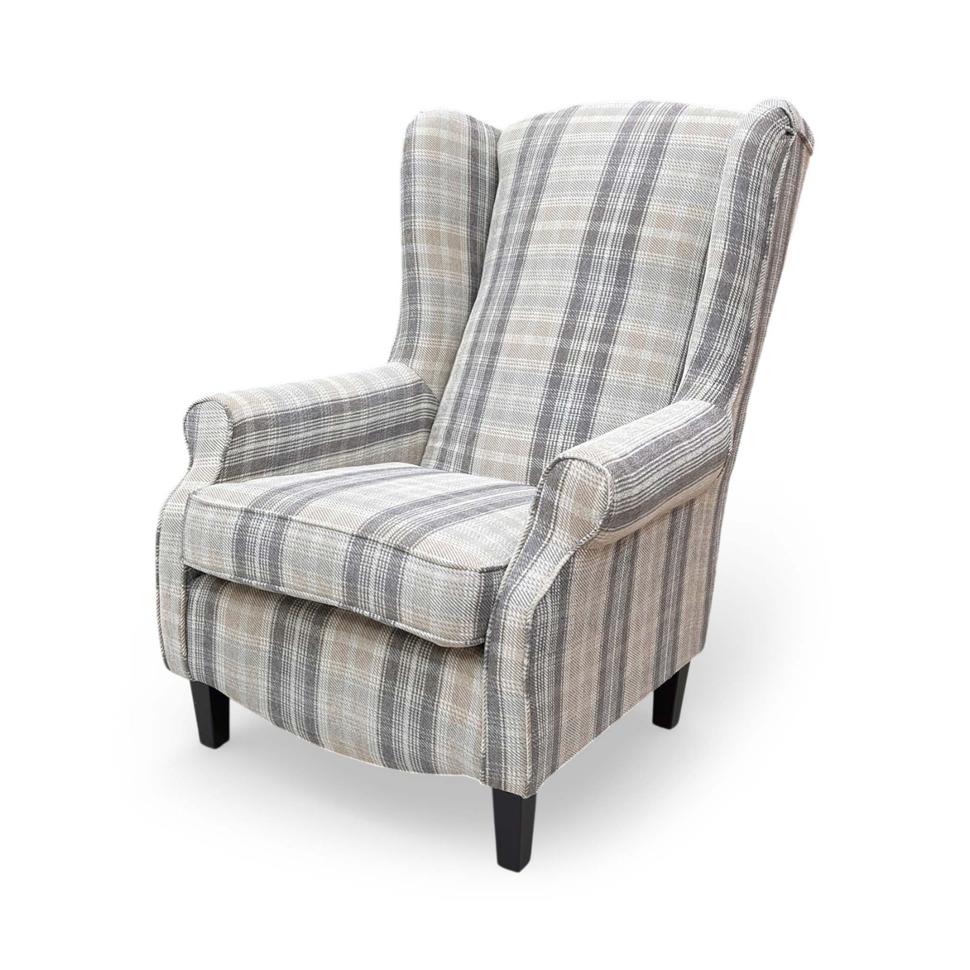 Side profile of the Shirley chair, emphasizing the elegant curvature of the backrest and the clean, tailored lines of the upholstery finish.