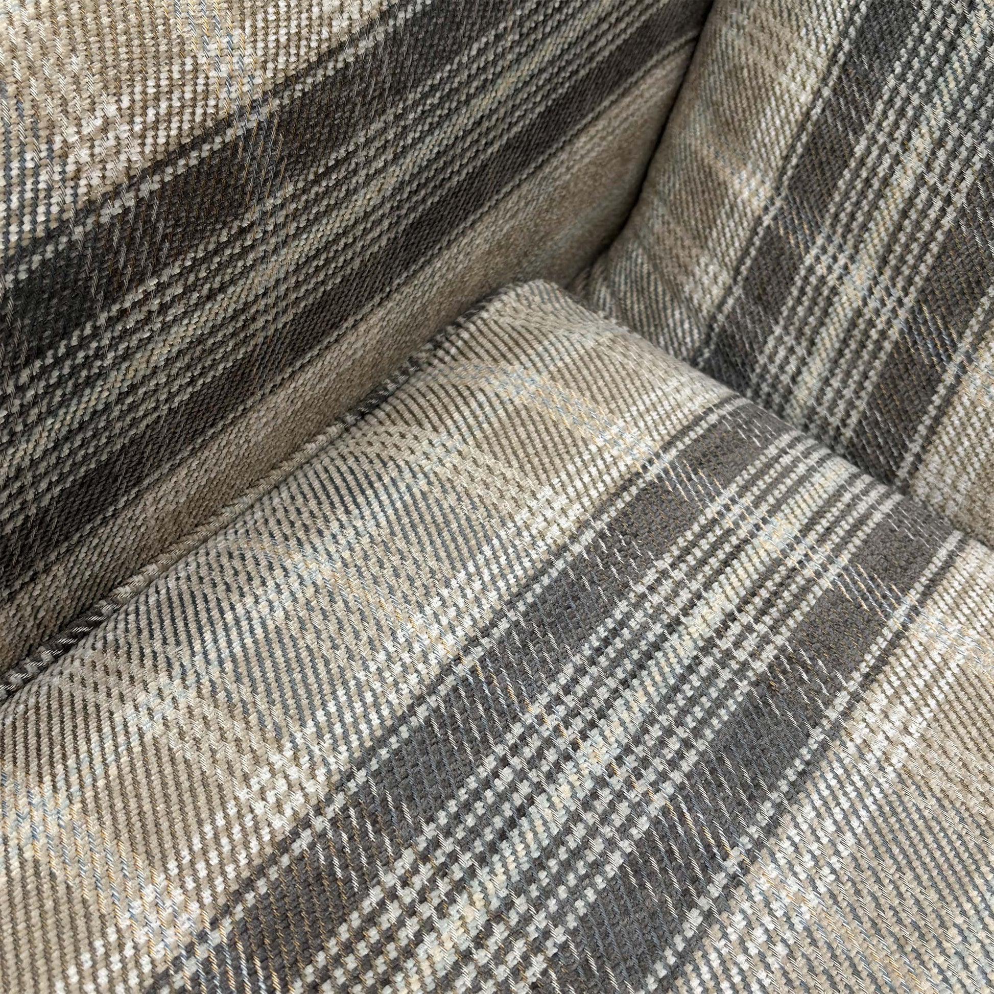 Close-up of the Winchester fabric in Taupe and Grey, highlighting the high-quality tight-weave checkered pattern and the soft-touch tactile finish.