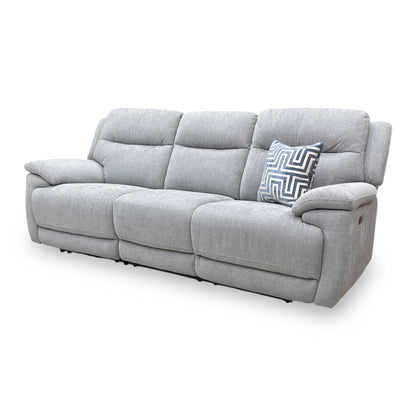 Side profile of the Touch sofa in a fully reclined position, emphasizing the ergonomic lumbar support and the wall-away reclining mechanism.