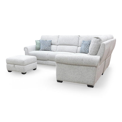 Side profile of the Nixon sofa, emphasizing the clean, linear armrests and the depth of the lounging section for maximum relaxation.