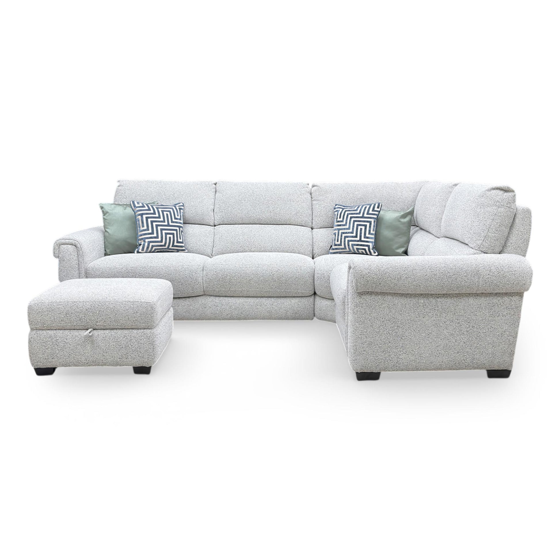 Side profile of the Nixon sofa, emphasizing the clean, linear armrests and the depth of the lounging section for maximum relaxation.