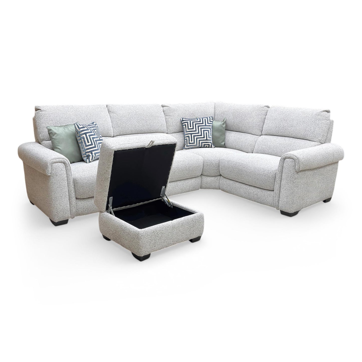 Side profile of the Nixon sofa, emphasizing the clean, linear armrests and the depth of the lounging section for maximum relaxation.