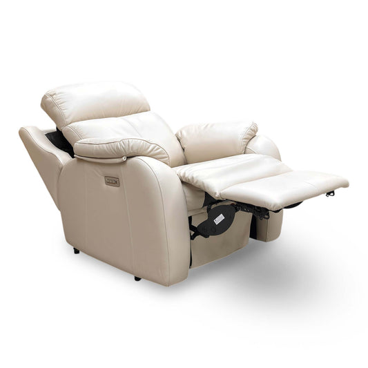 G Plan 'Kingsbury' L843 Cambridge Stone Leather Power Recliner Chair with Power Headrest and Power Lumbar