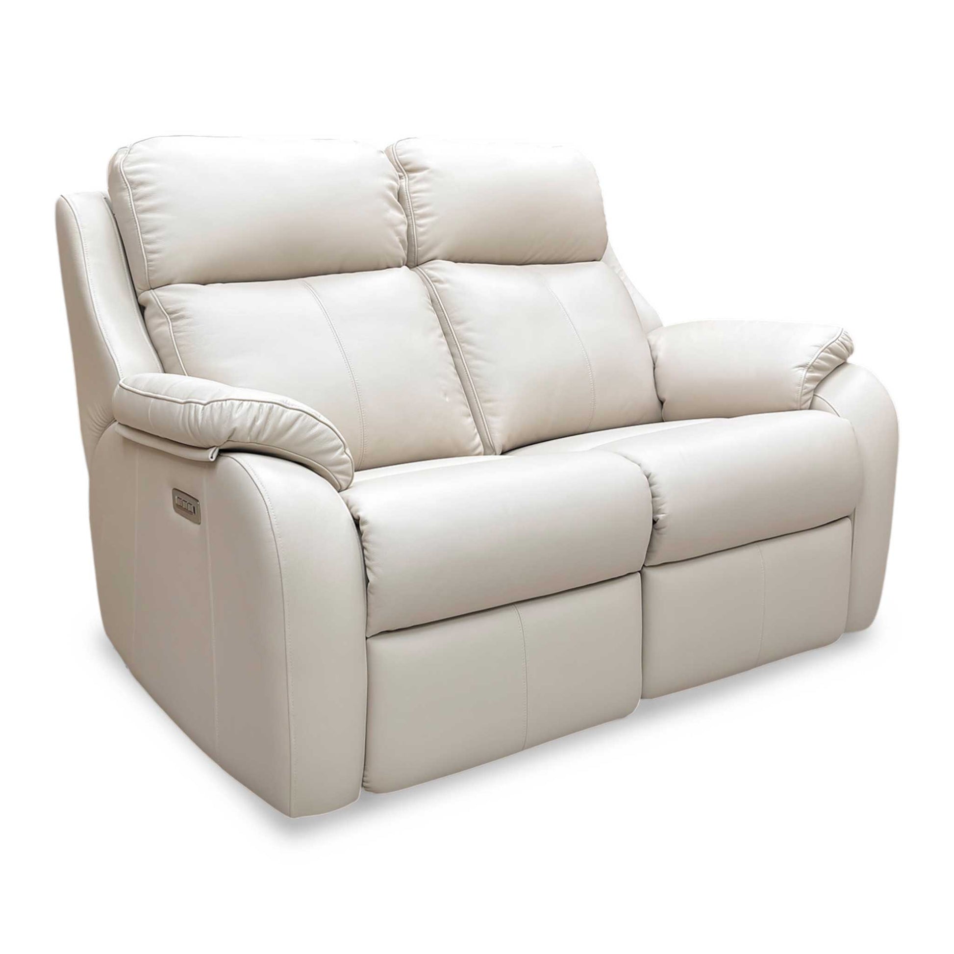 Side profile of the Kingsbury sofa in a fully extended reclining position, emphasizing the ergonomic support, tailored leather finish, and high-quality build.