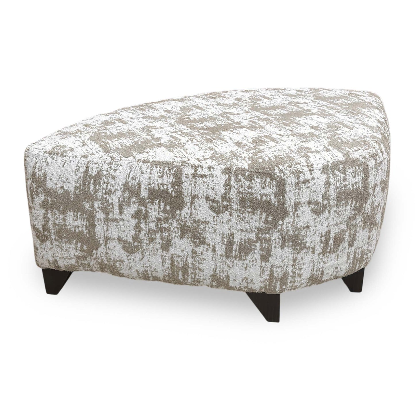 Full View The ‘Aura’ wedge footstool in Kai Mocha fabric, featuring a unique angled design and a plush, padded surface for use with corner sofas.