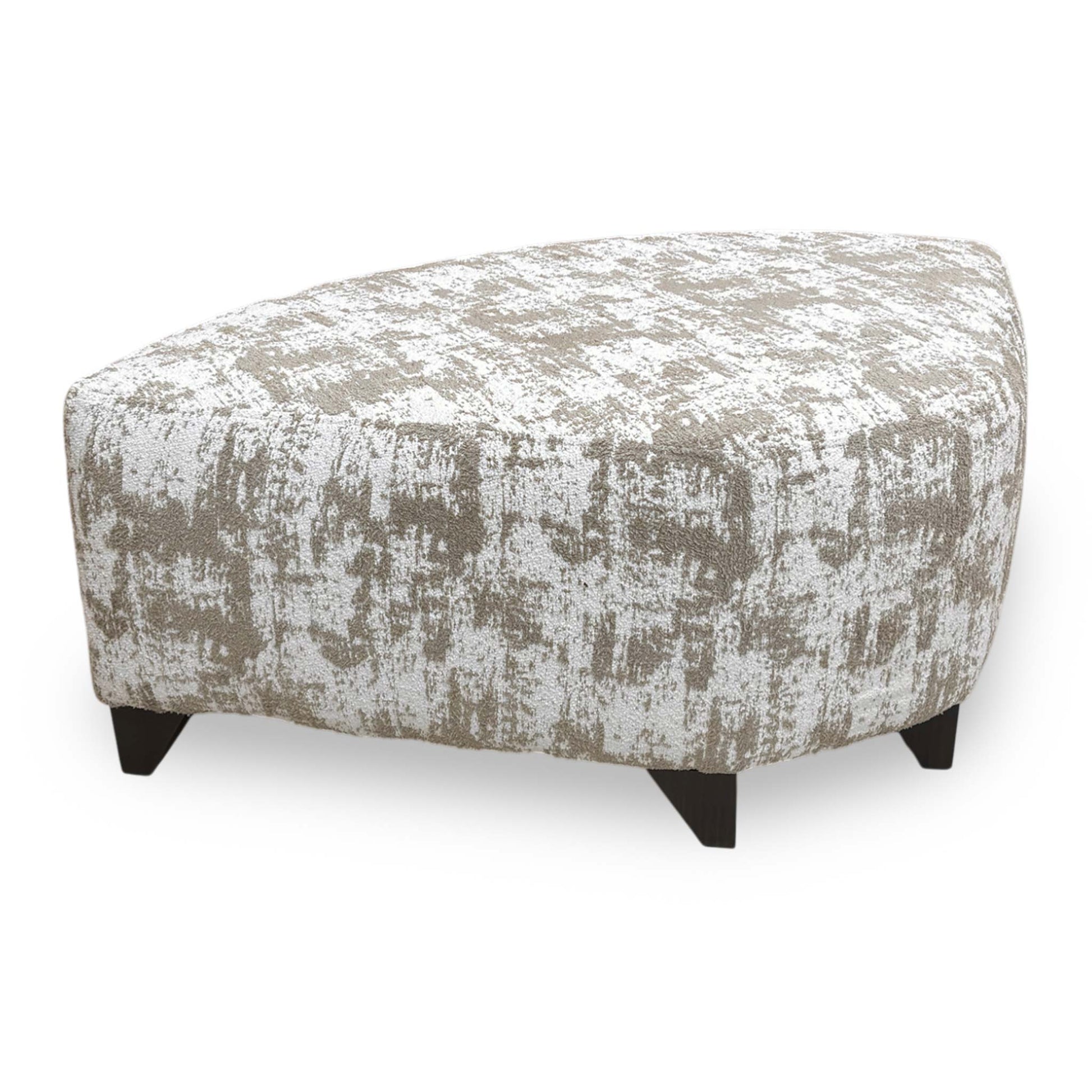 Full View The ‘Aura’ wedge footstool in Kai Mocha fabric, featuring a unique angled design and a plush, padded surface for use with corner sofas.
