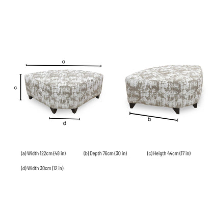Dimensions for the ‘Aura’ Kai Mocha DW FT Fabric Wedge Footstool.