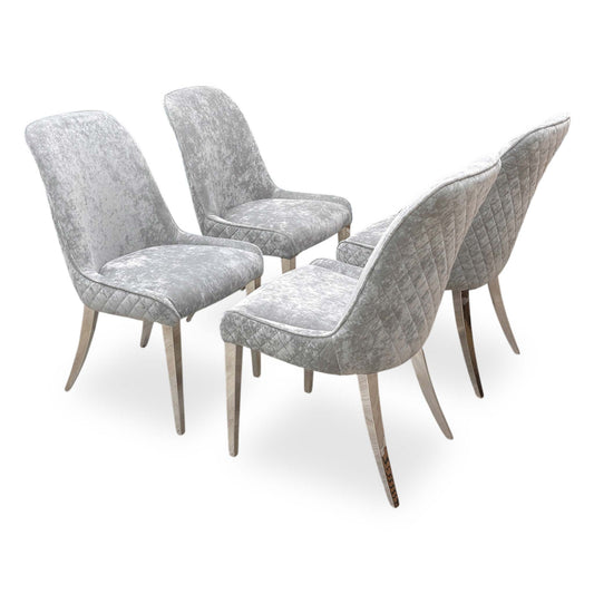 ‘Gabana’ Silver Velvet Fixed Dining Chairs - Set of 4