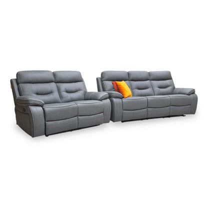 Side profile of the Dante sofas, emphasizing the ergonomic lumbar support and the space-efficient manual reclining mechanism.
