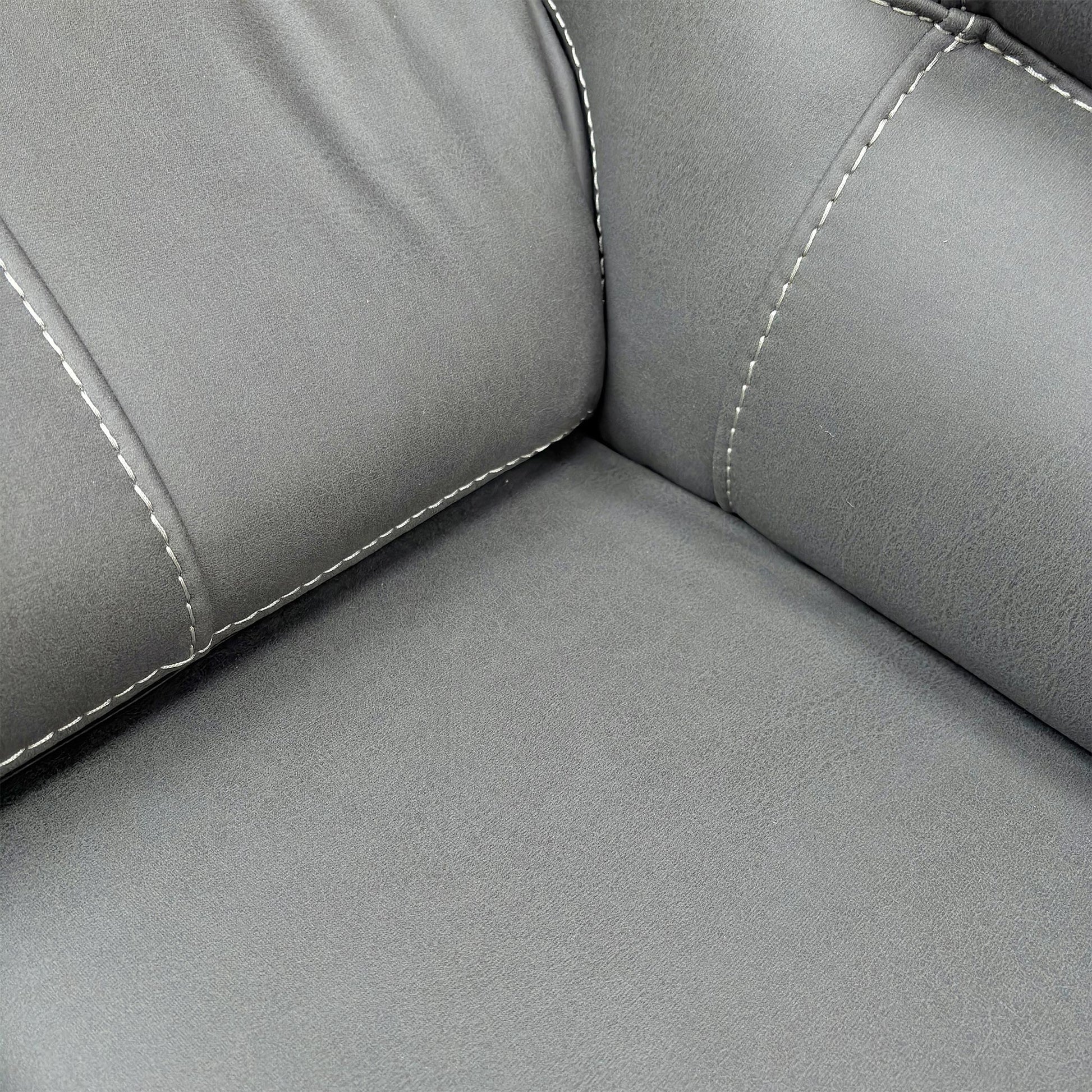 Close-up of the Grey fabric upholstery, highlighting the high-quality woven texture, soft-touch finish, and durable construction.