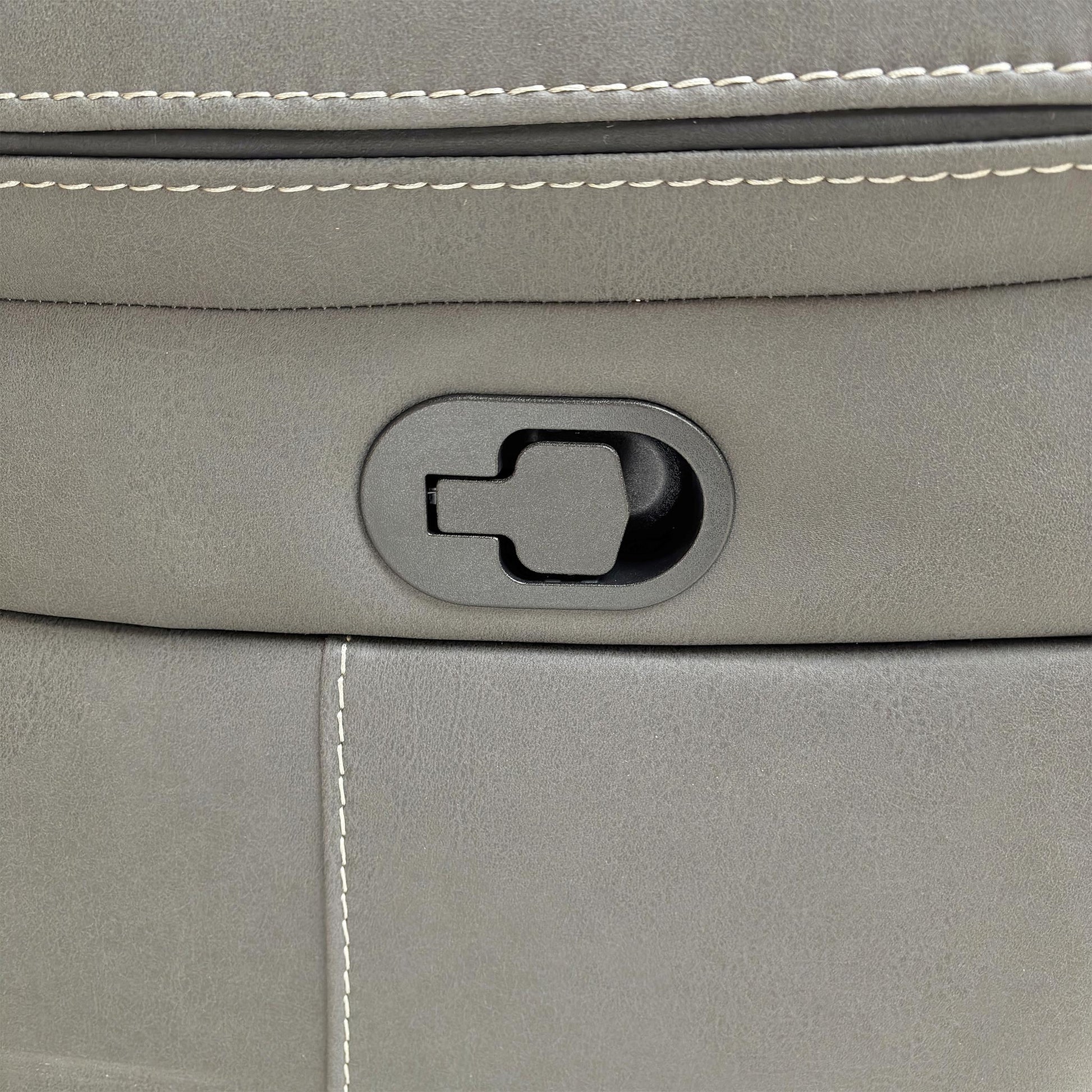 Close-up of the Grey fabric upholstery, highlighting the high-quality woven texture, soft-touch finish, and durable construction.