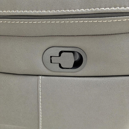 Close-up of the Grey fabric upholstery, highlighting the high-quality woven texture, soft-touch finish, and durable construction.