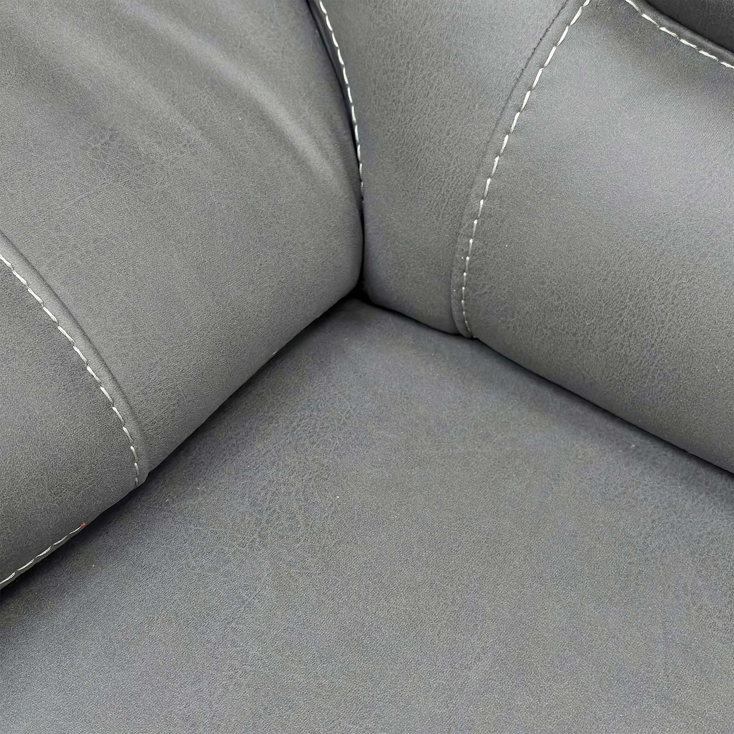 Close-up of the Grey fabric upholstery, highlighting the high-quality woven texture, durable finish, and premium tonal stitching.