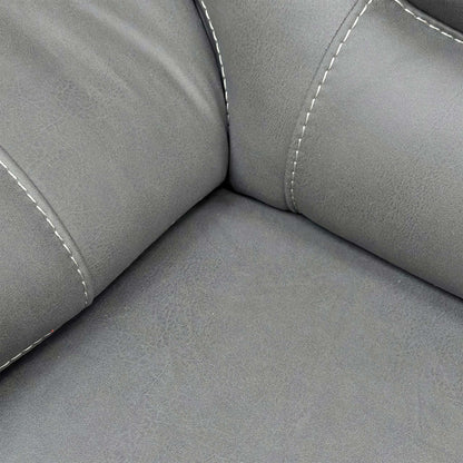 Close-up of the Grey fabric upholstery, highlighting the high-quality woven texture, durable finish, and premium tonal stitching.