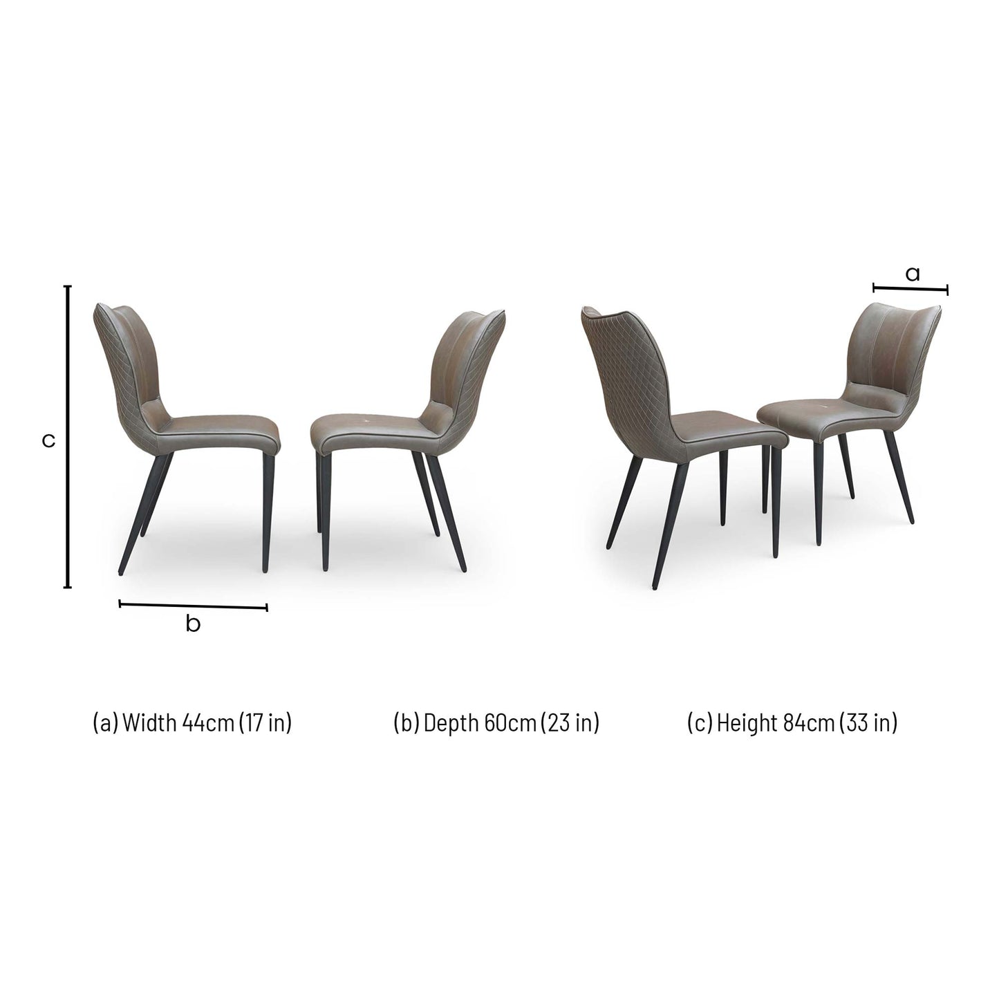 ‘Murcia’ Antiqued Grey Fabric Set of 2 Dining Chairs