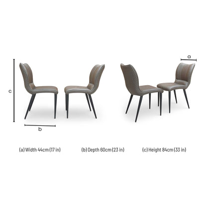 ‘Murcia’ Antiqued Grey Fabric Set of 2 Dining Chairs