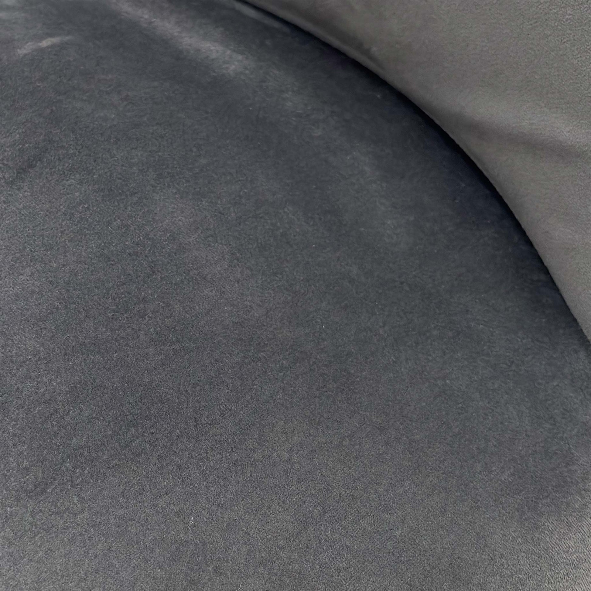 Close-up of the Grey Luxe velvet and silver studding, highlighting the plush texture of the fabric and the precision of the hand-applied metallic accents.