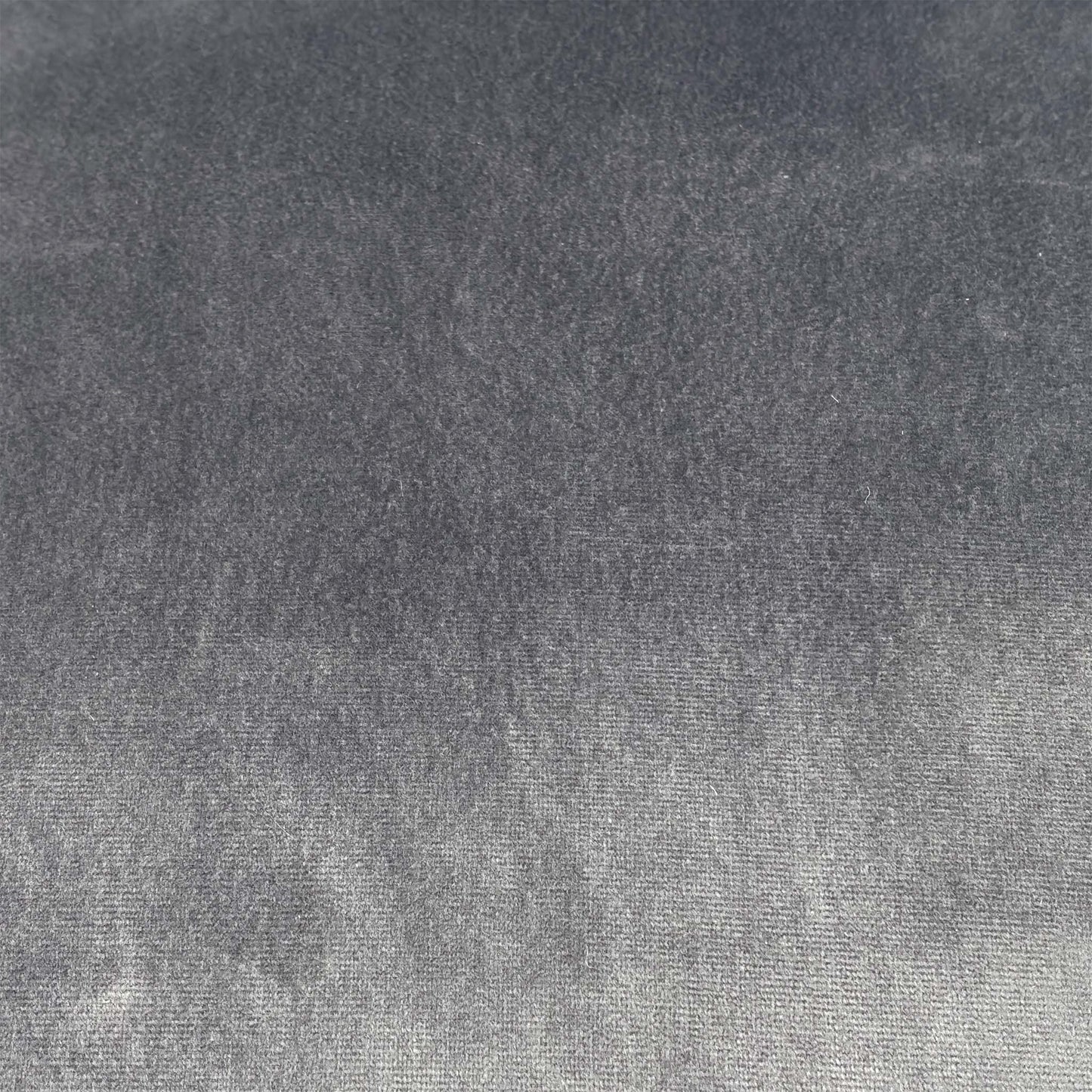 Close-up macro shot of the Grey Luxe Velvet fabric and silver studding, highlighting the plush texture and the precision-placed decorative metal accents.