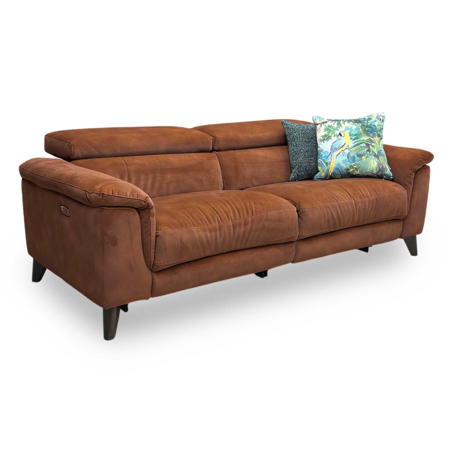 ‘Wade’ Sfa-Pey-R06 Caramel Velvet 3 Seater Power Recliner Sofa