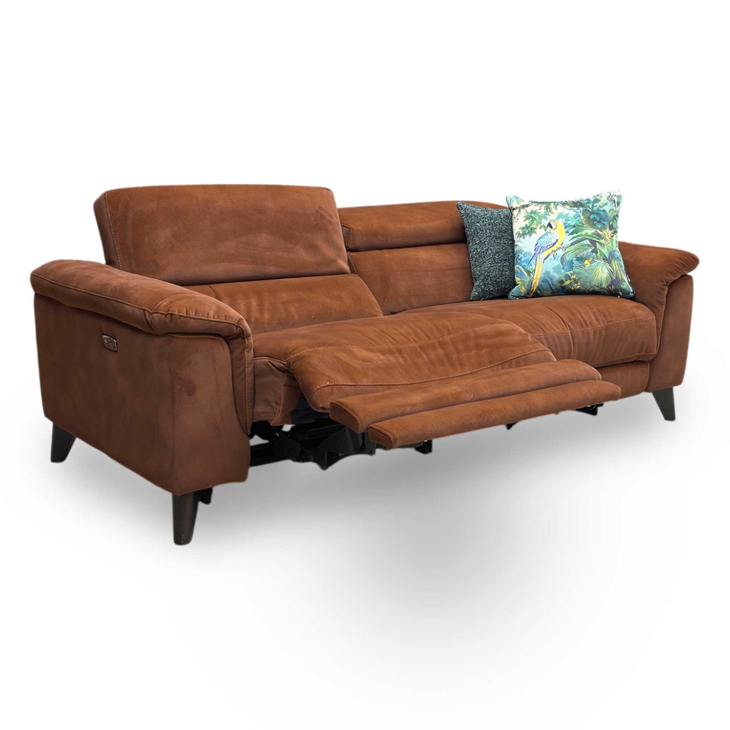 ‘Wade’ Sfa-Pey-R06 Caramel Velvet 3 Seater Power Recliner Sofa