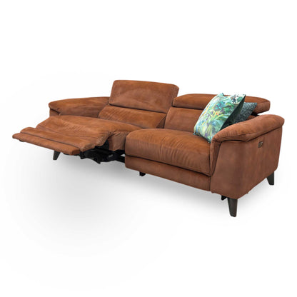 ‘Wade’ Sfa-Pey-R06 Caramel Velvet 3 Seater Power Recliner Sofa