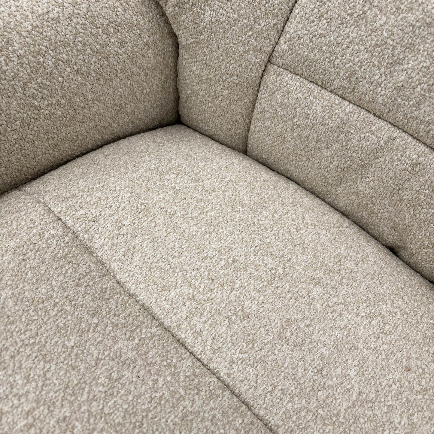 Close-up of the Hessian Beige fabric, highlighting the high-quality woven texture and the neutral, versatile tone of the upholstery.
