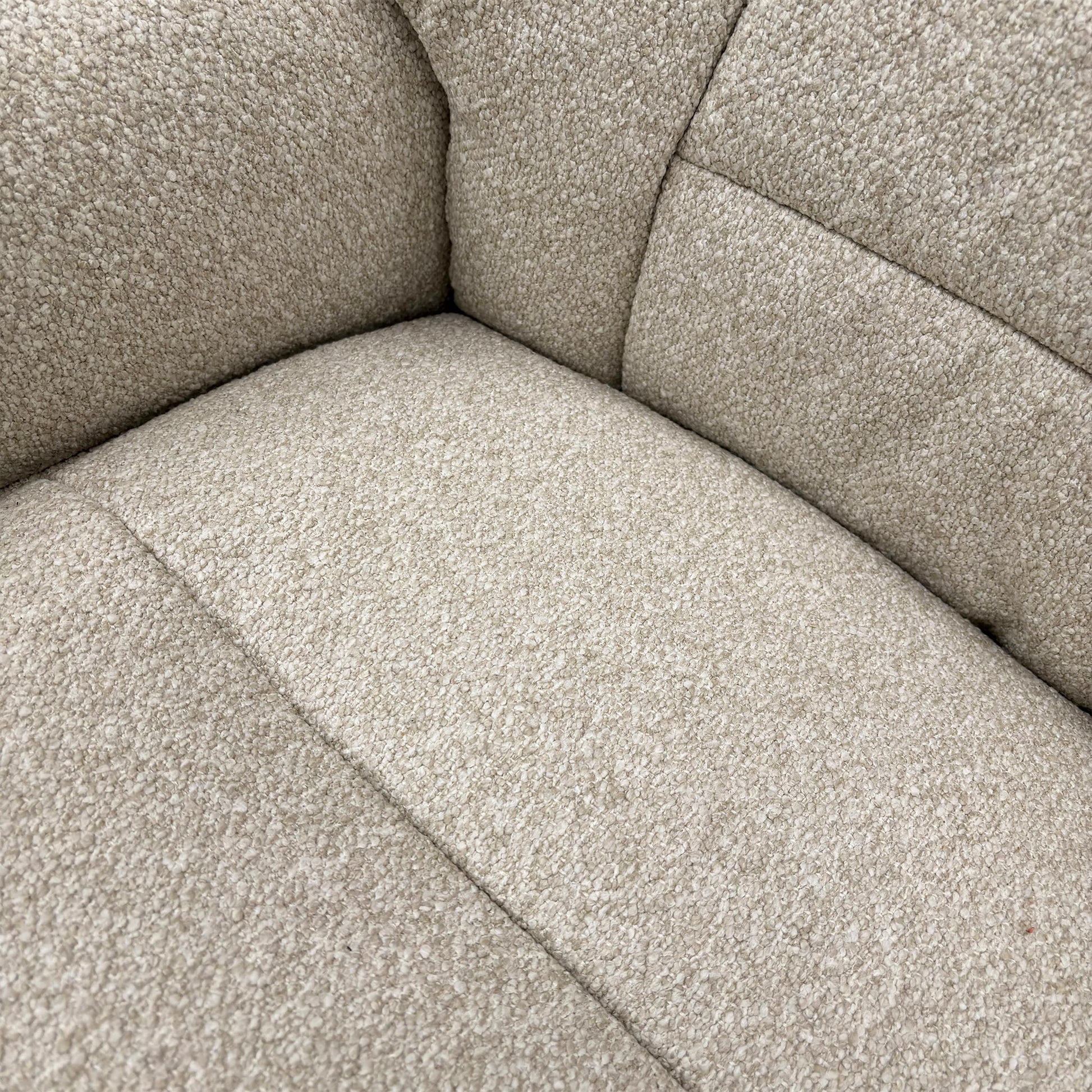 Close-up of the Hessian Beige fabric, highlighting the high-quality woven texture and the neutral, versatile tone of the upholstery.