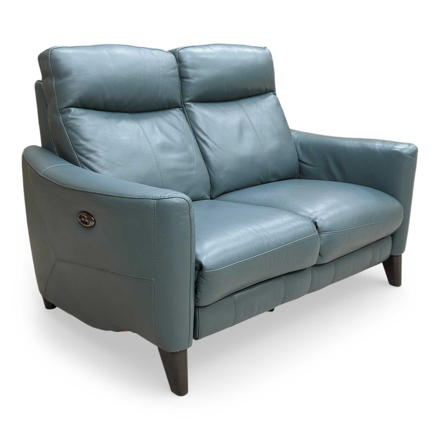 World of Leather Compact Collection ‘Petit’ Bv-301e Lake Green Leather 2 Seater Power Recliner Sofa