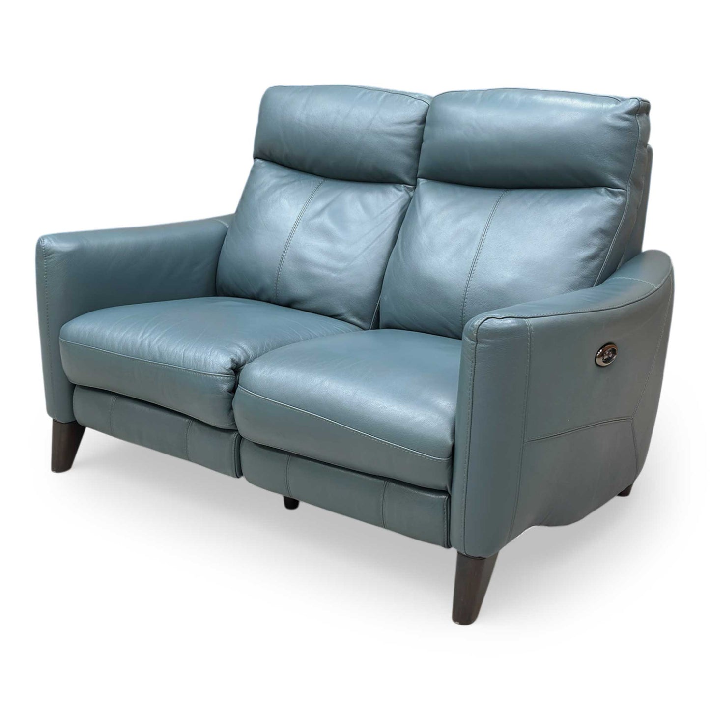 World of Leather Compact Collection ‘Petit’ Bv-301e Lake Green Leather 2 Seater Power Recliner Sofa