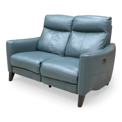 World of Leather Compact Collection ‘Petit’ Bv-301e Lake Green Leather 2 Seater Power Recliner Sofa